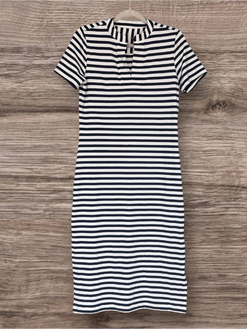 Dudley Stephens Monterey Maxi Dress Navy White Stripe Repreve® Stretch XS